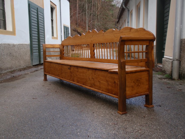 Vollholz Truhenbank antik