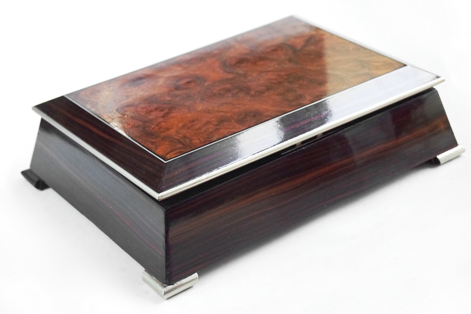 Schatulle Palisander antik Box Schmuckschatulle Geheimschloss Geheimfach