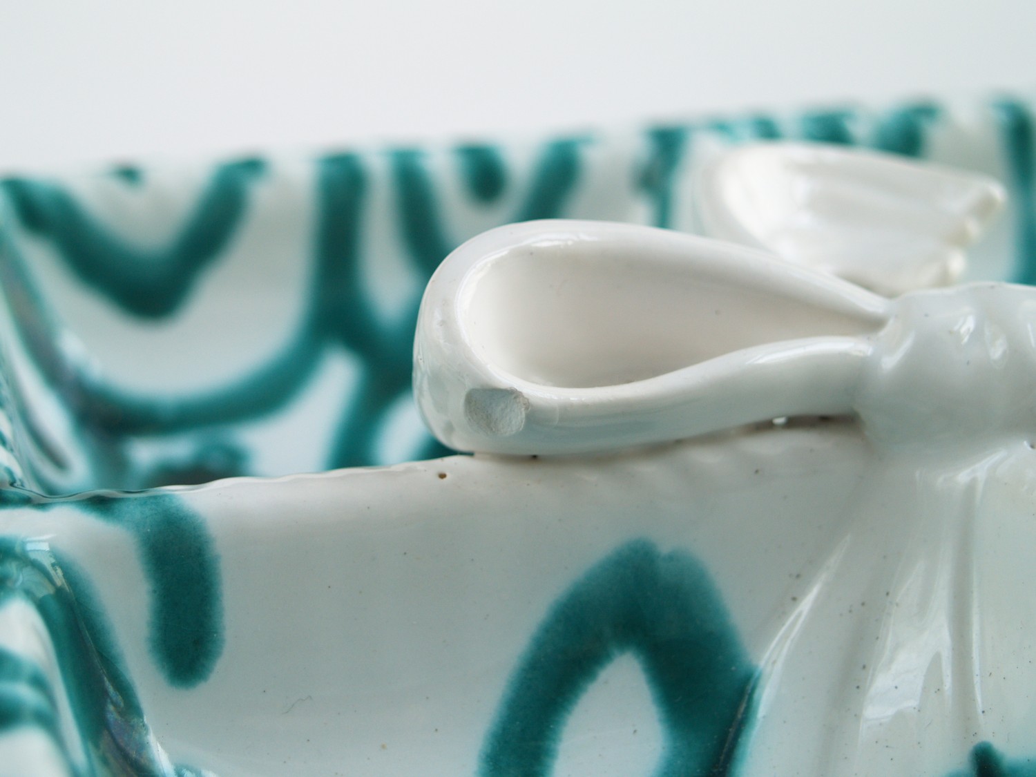 Gmundner Keramik eckig Teller Grüngeflammt