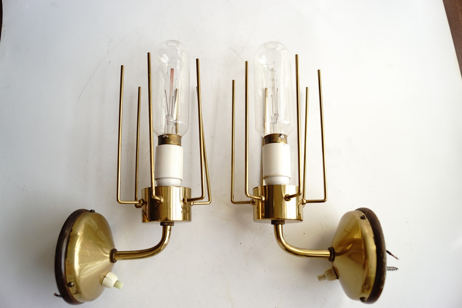 Wandlampen Midcentury Messing Industrialdesign Retro Edisonbirne 60er- 70er-Jahre