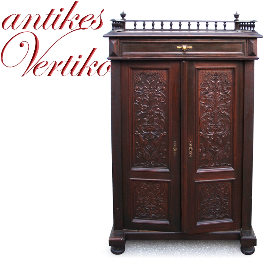 Gründerzeit Halbschrank antikes Vertiko beschnitzt Gründerzeit Vertiko antik