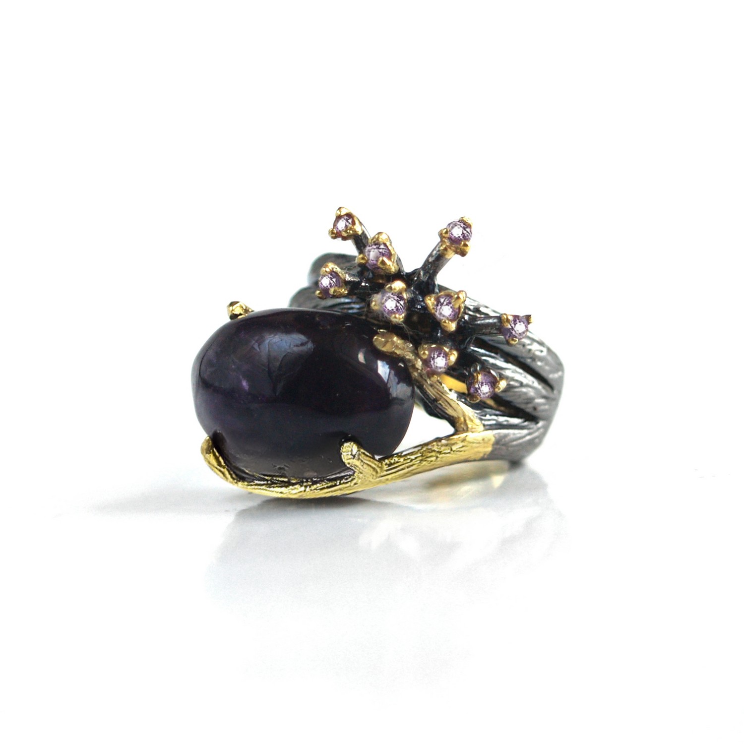 Ring 925 Silber Edelsteine Amethyst violett