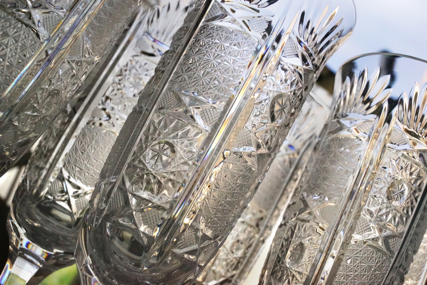 Sektgläser Bleikristall Gläser hoch Champagnerflöten Vintage geschilffen