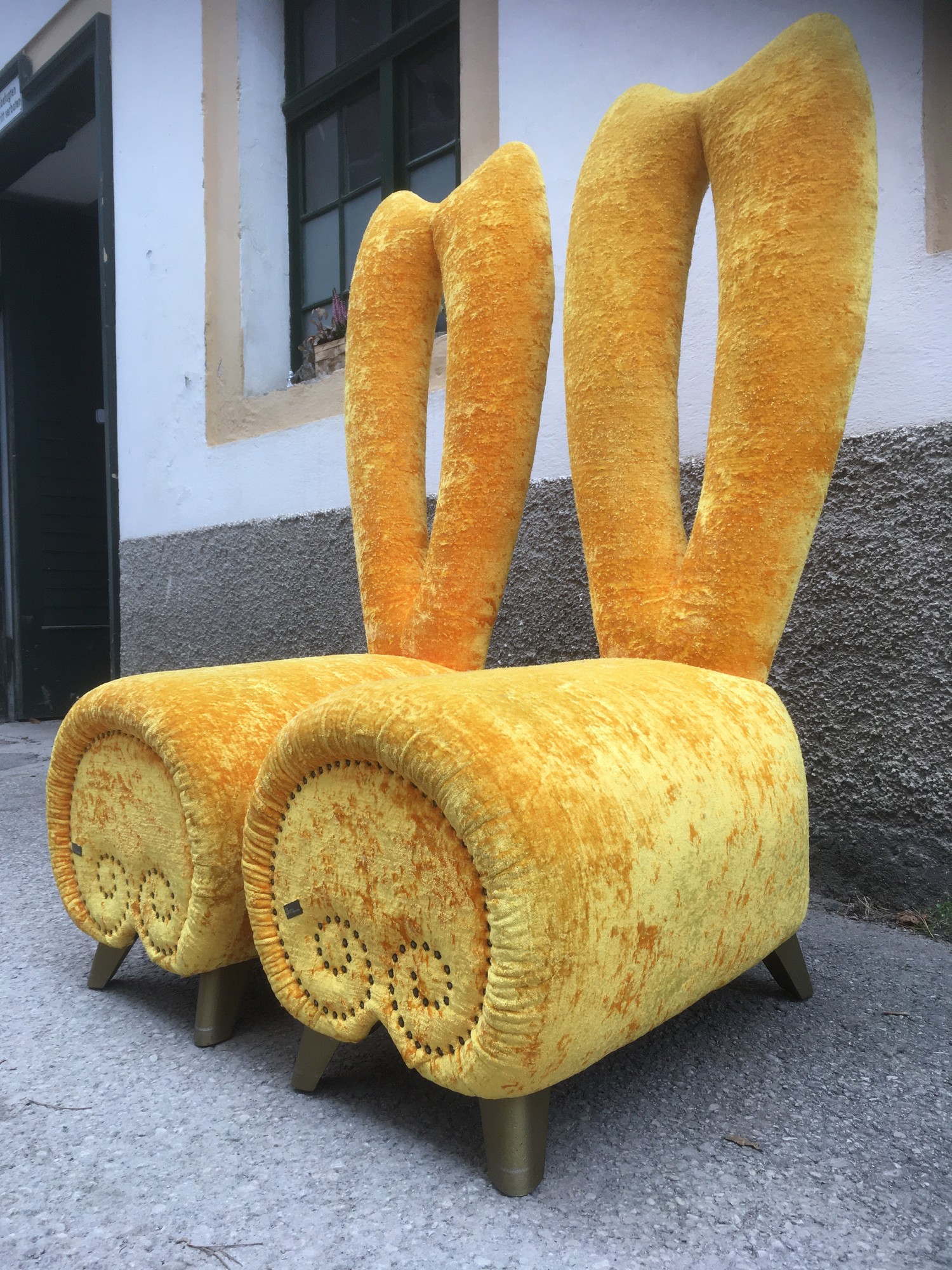 Bretz Sessel BUNNY Hochlehner Stuhl goldgelb Designsessel Original