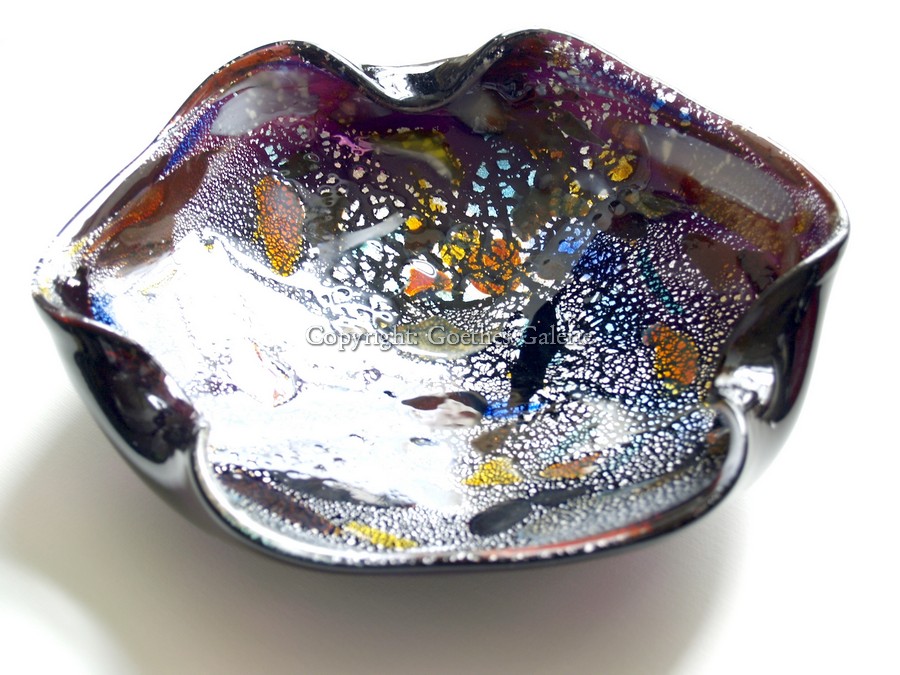 Vintage Murano Glasschüssel Rest of the day Martens Avem Silberfolie Murano Rest of the day Martens Avem Schale