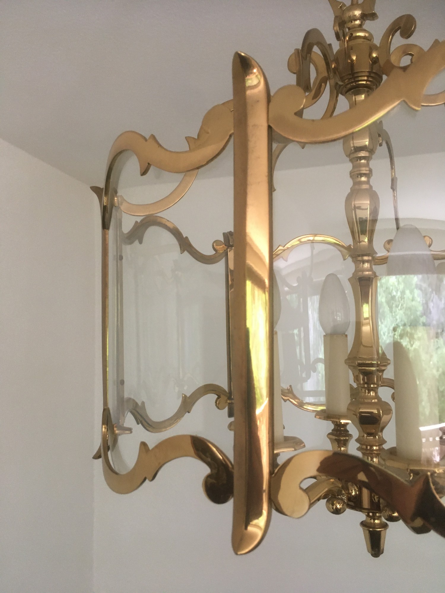 Kronleuchter Vintage Messing Glas Kristall antik Hängelampe golden