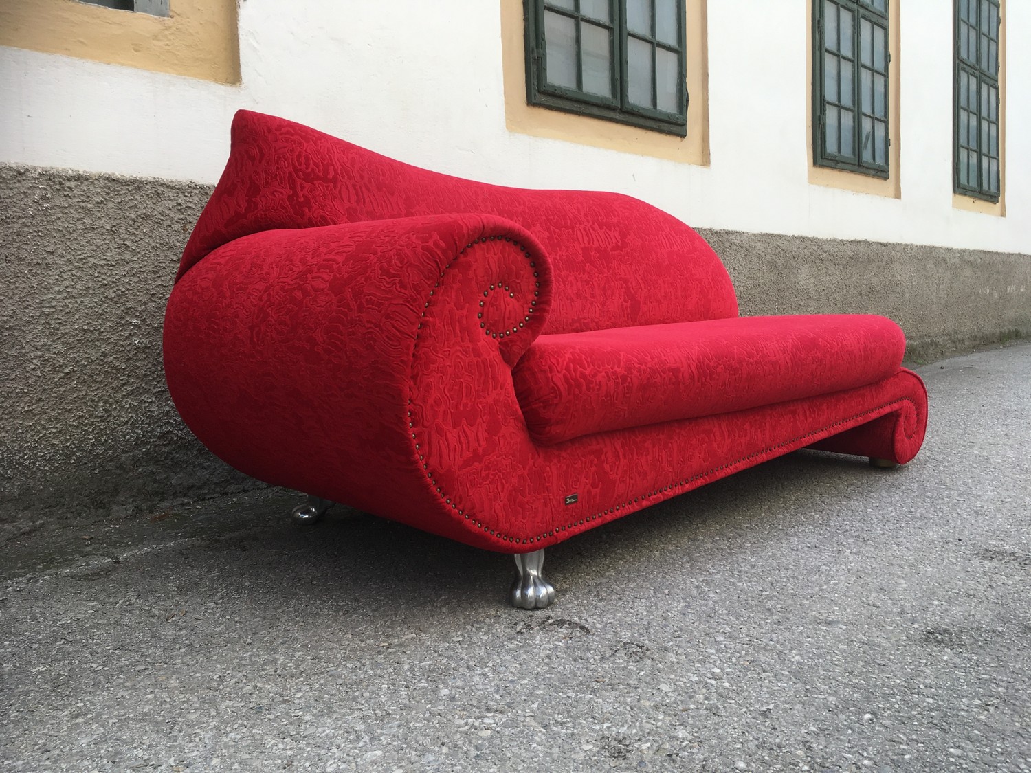 Bretz Sofa rot Gaudi Recamiere Löwentatzen silber gebraucht wie neu