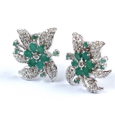 Ohrstecker Silber 925 echte Smaragd Edelsteine handgefertigt