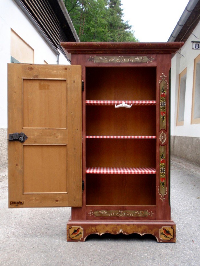 Voglauer Bauernschrank Anno rot Vögel