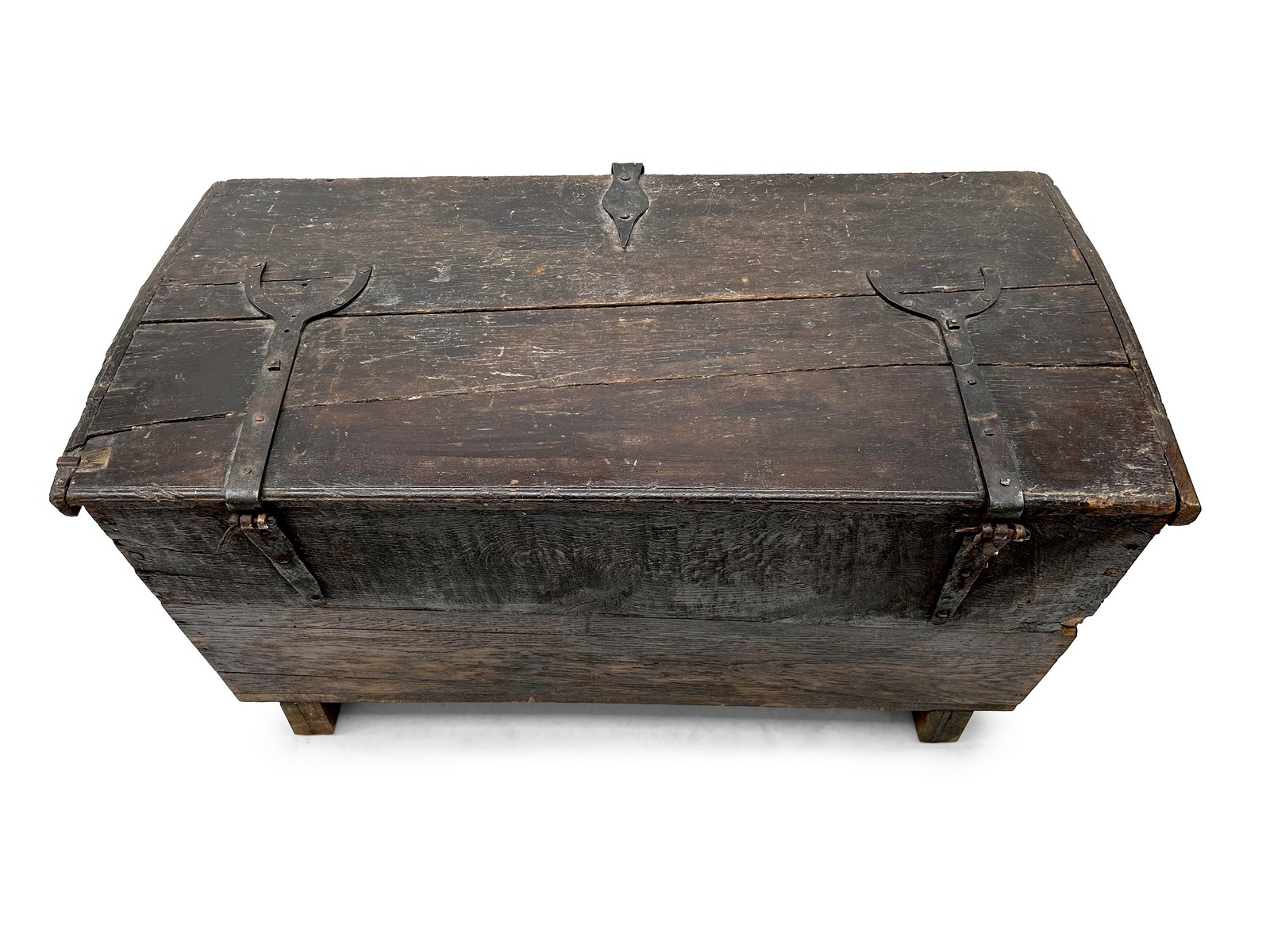 Antike Truhe Eiche massiv 18. Jhdt Eisenbeschläge