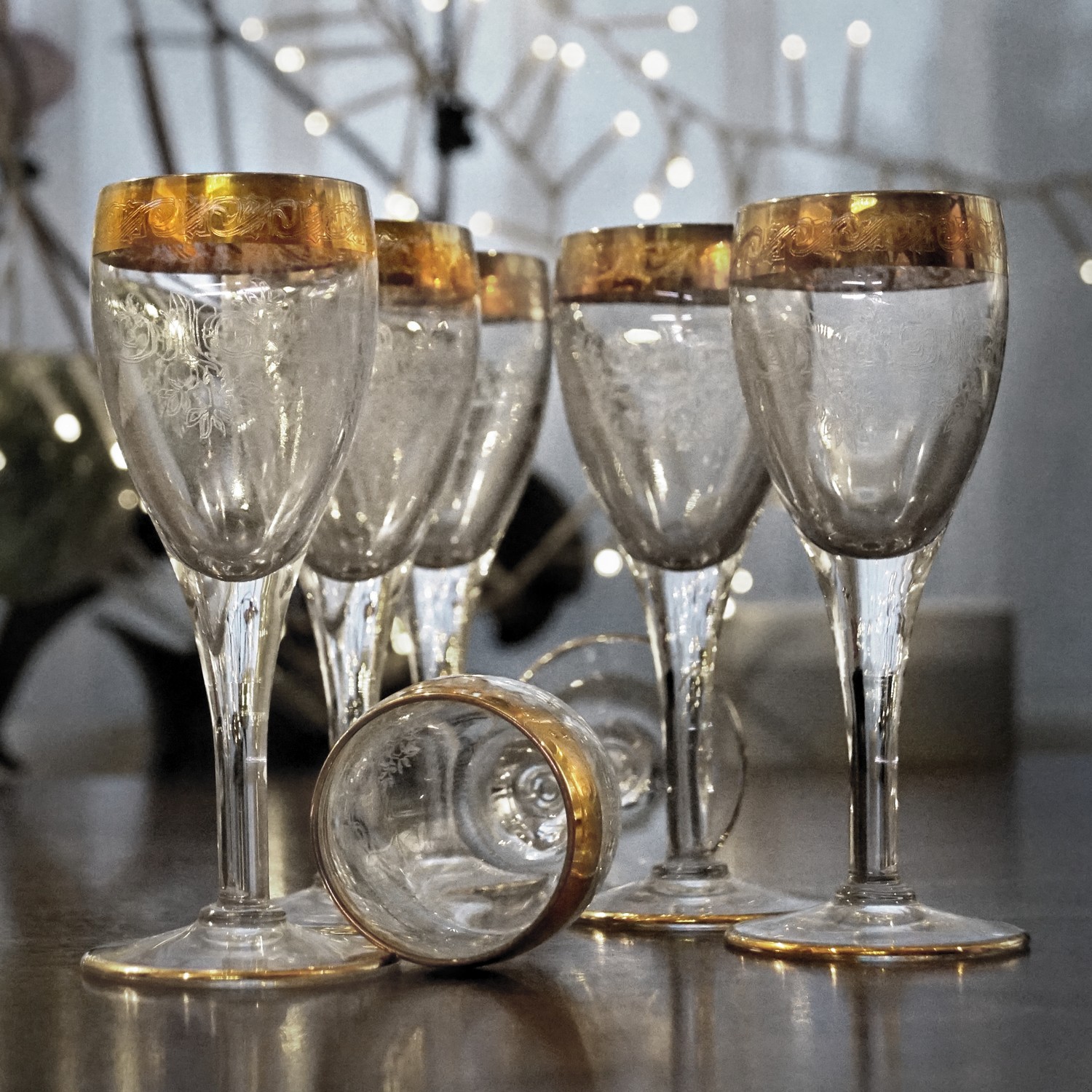 Murano Medici Kristallgläser Goldrand Süßweingläser