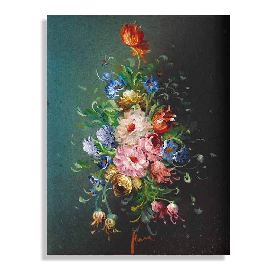 Ölbild Stilleben Blumen Malerei in goldenem Rahmen "Rosen & Tulpen"