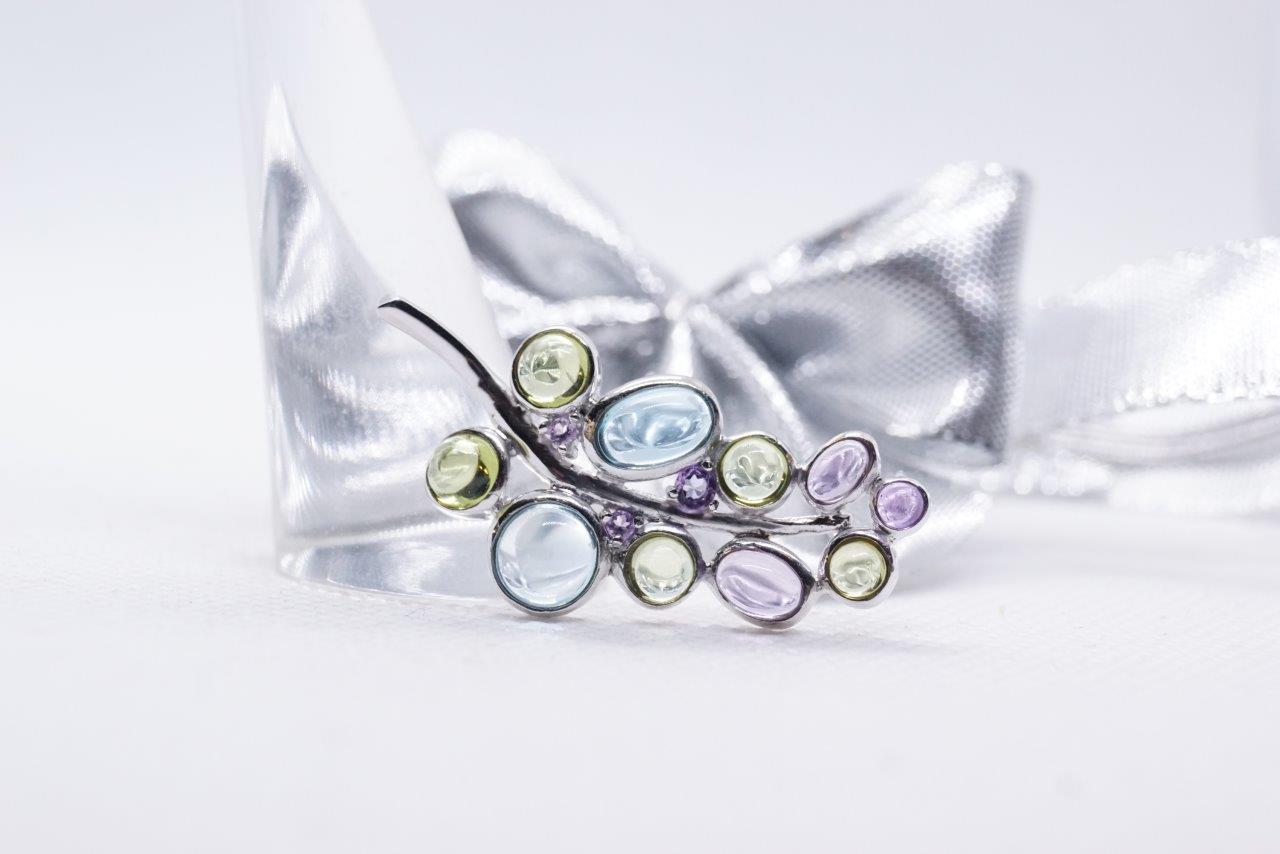 Anhänger 925 Silber Edelsteine Topas Amethyst Peridot Edelsteine handgefertigt