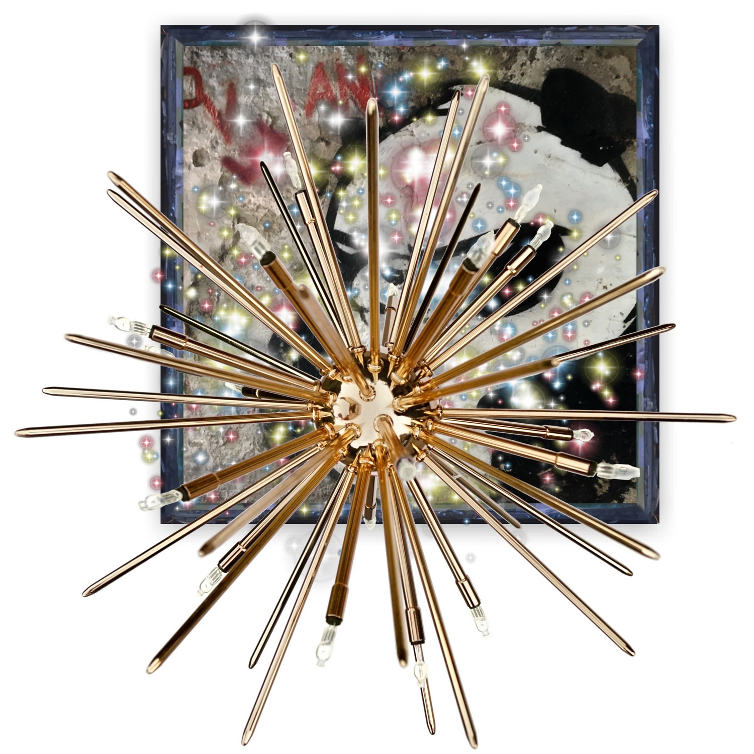 Luster Orion Wien Hängelampe Leuchter Starburst 24k vergoldet "Galaxy" Leuchter Galaxy Orion Wien Sputnik gold 24k Kronleuchter 2G 10W Halogen dimmbar Ausstellungsstück Luster Hängelampe Sale Ausstellungsstück