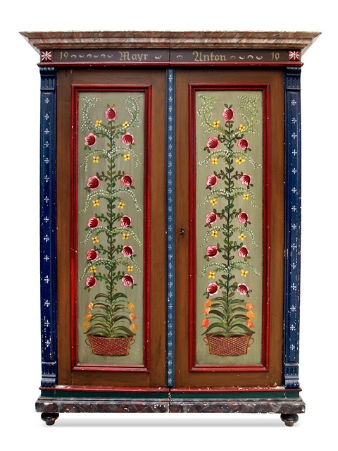 antiker Bauernschrank Landhaus Schrank bemalt Dielenschrank Keilschrank antiker Bauernschrank bemalt