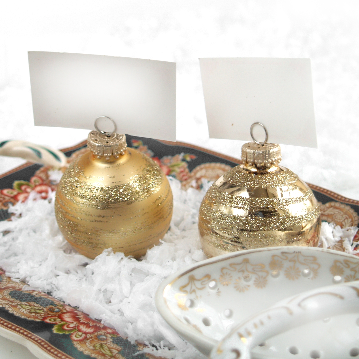 Christbaumkugeln Glas handarbeit mundegblasen tischkartenhalter