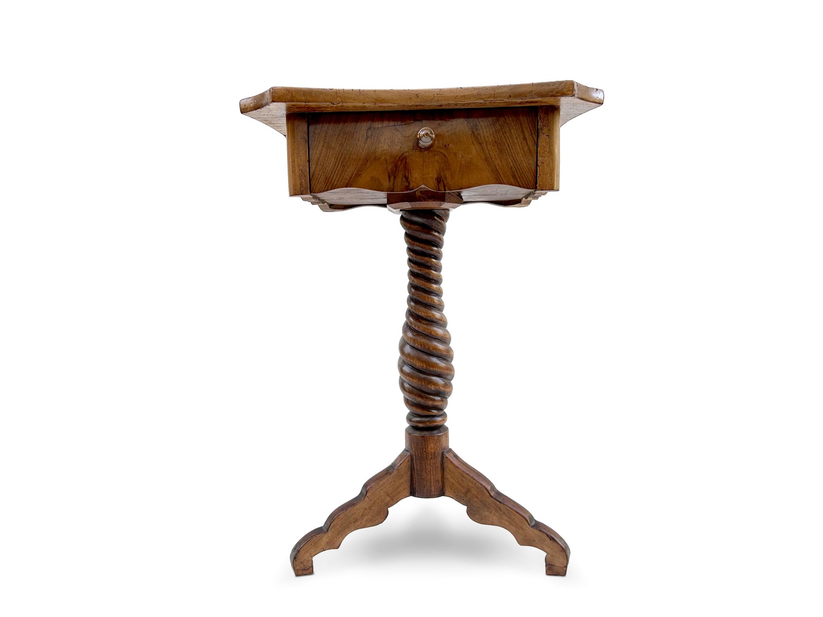 Exklusiver Biedermeier Handarbeitstisch Nähtisch gedrehter Standfuß seltene Schönheit Biedermeier Handarbeitstisch Nähtisch gedrehter Standfuß