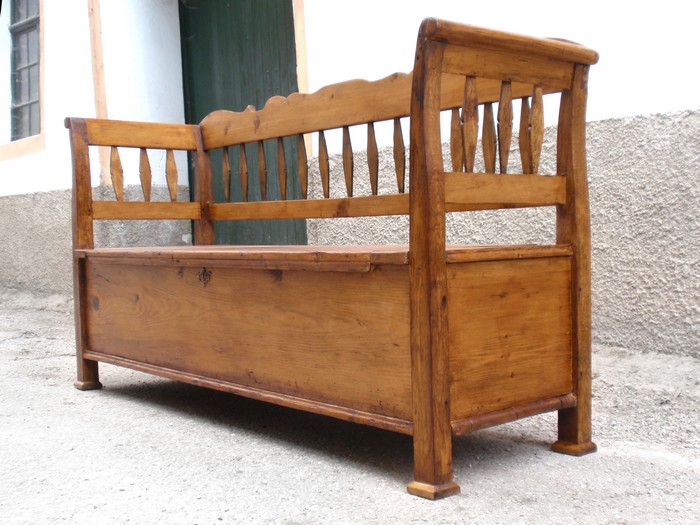 Truhenbank antik Weichholz