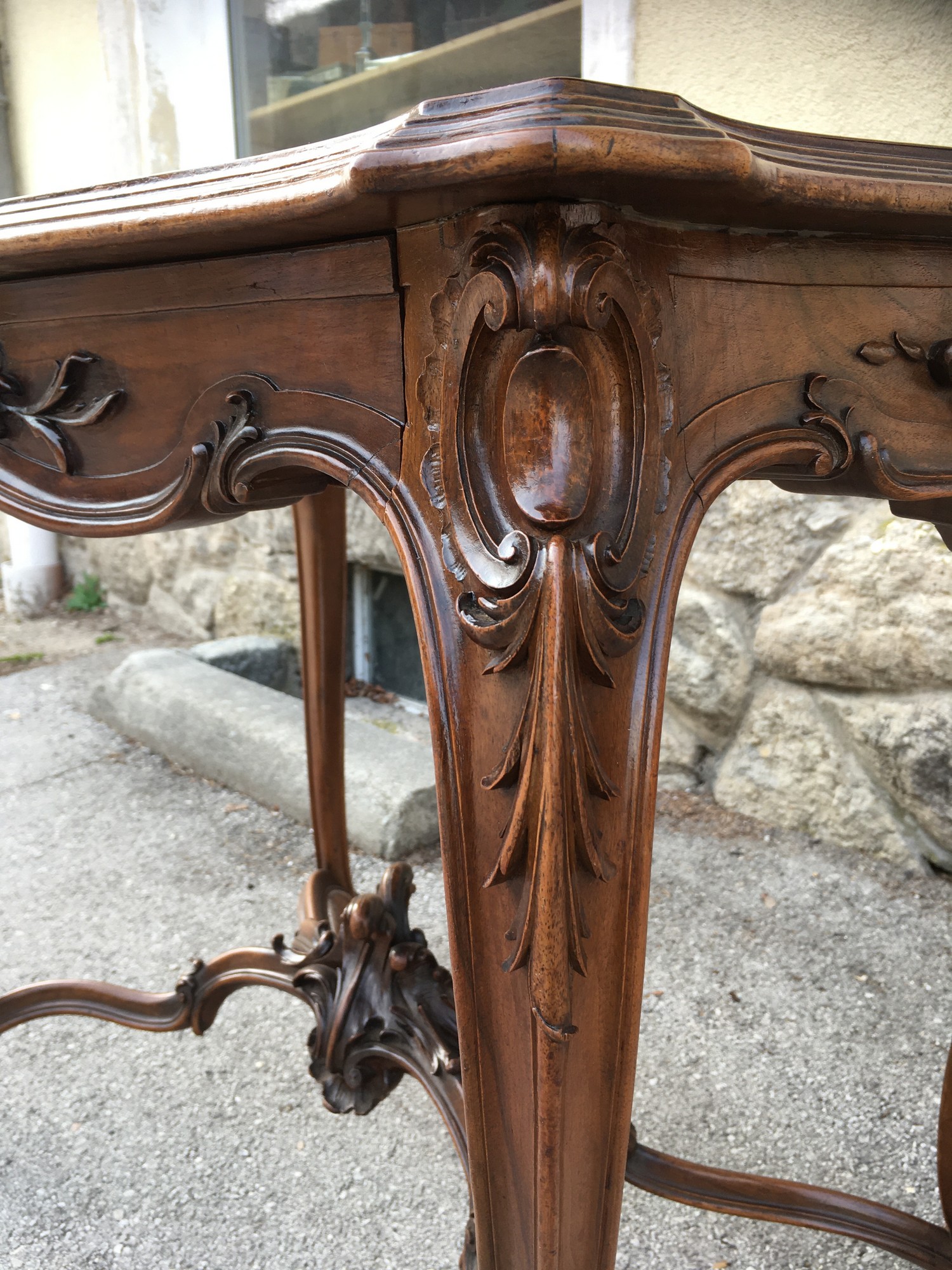 Tisch antik Salontisch Glasplatte Wiener Barock Pfeiferlbarock original