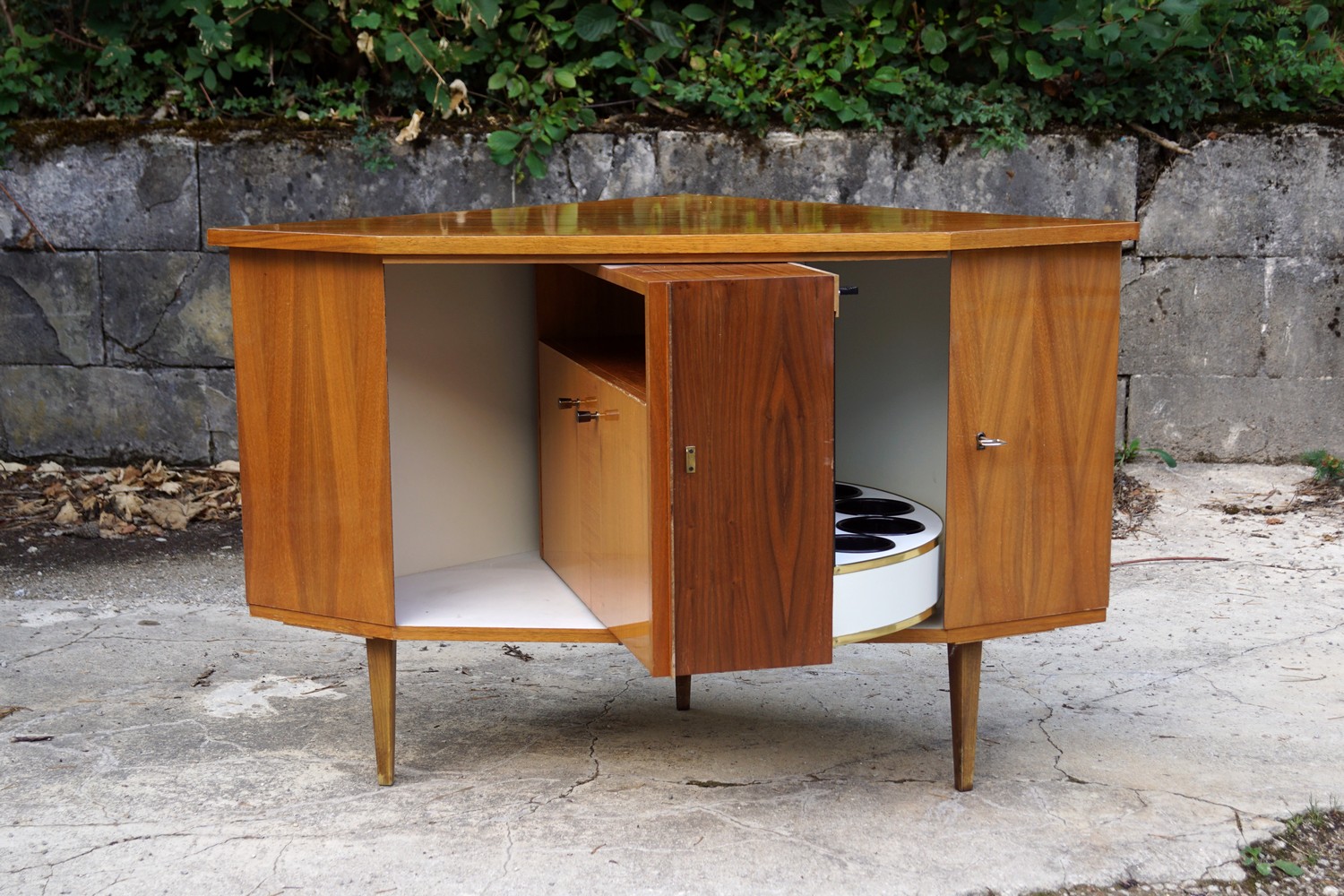 Barschrank Drehbar Eckkommode Kommode Bar Vintage Original Retro