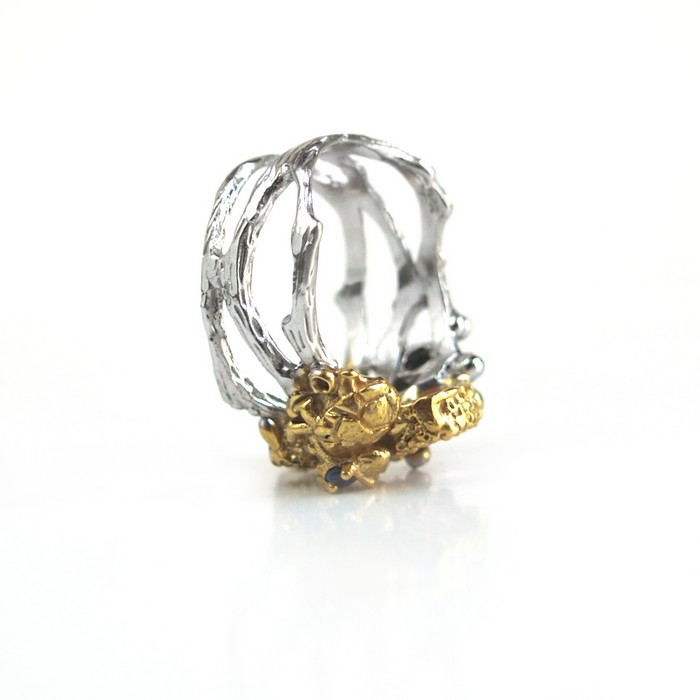 Silberring 925 Edelsteine Rubin handgefertigt vergoldet