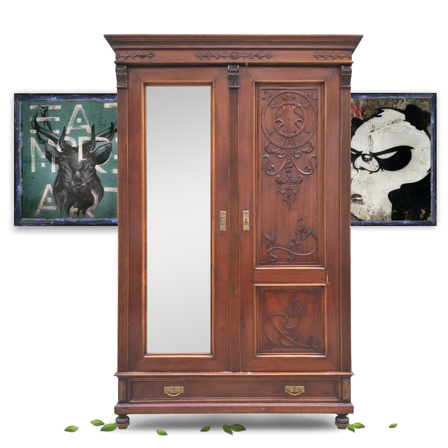 Kleiderschrank Spiegelschrank Schrank Kasten antik Jugendstil Garderobenschrank Kleiderschrank Spiegelschrank Schrank Kasten antik Jugendstil Garderobenschrank