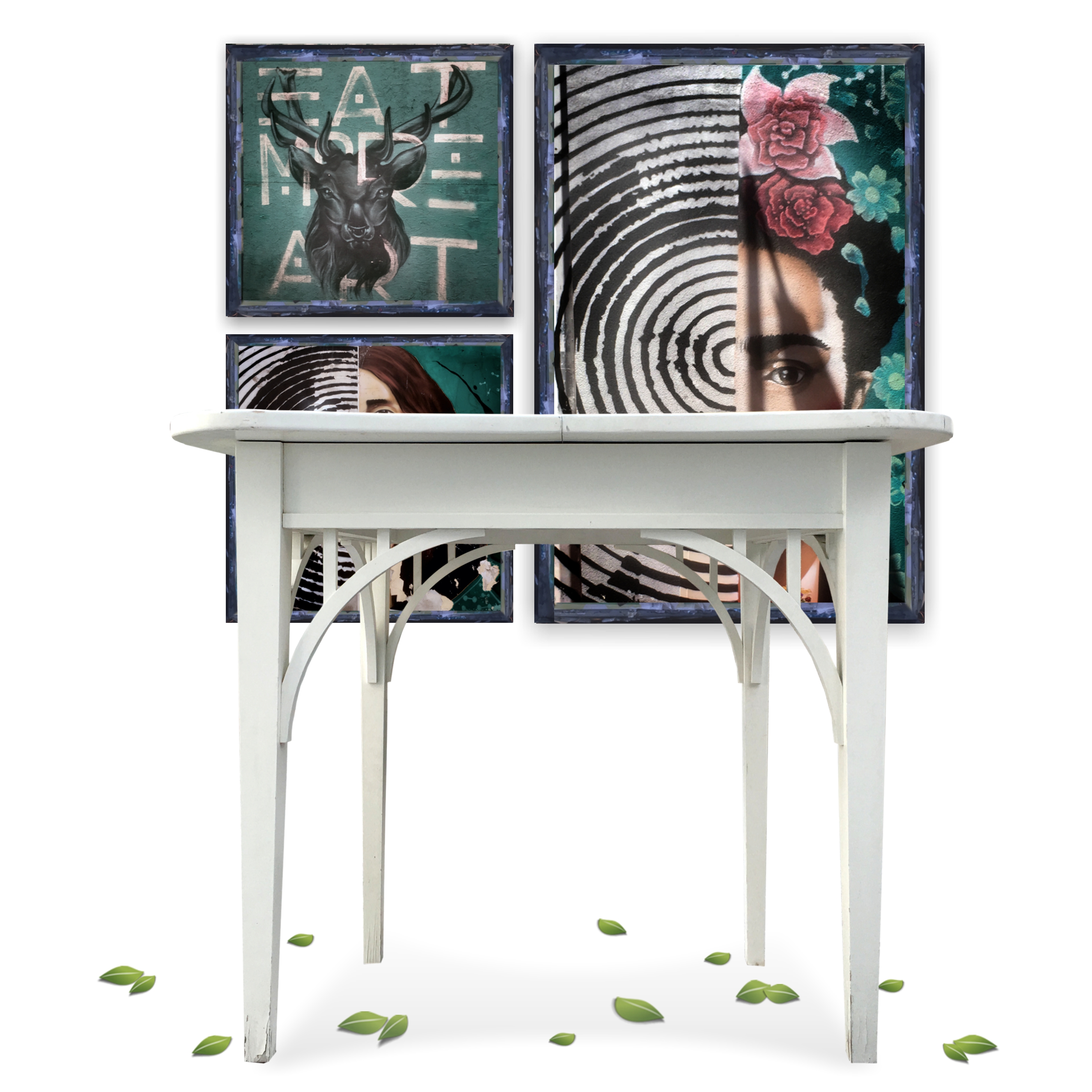 Tisch Jugenstil-Design weiß ausziehbar elfenbeinfarben