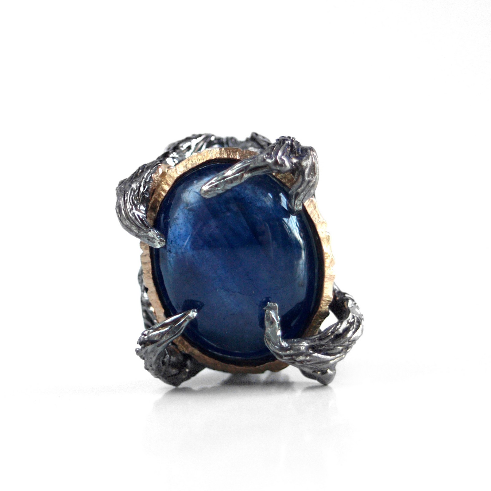 Ring 925 Silber blauer Saphir Unisex Steampunk Ring Saphir