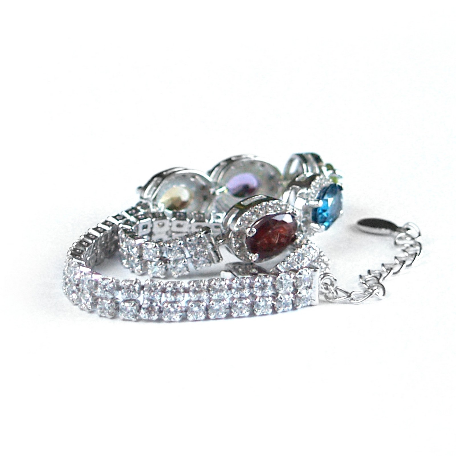 Armband Silber 925 Damenarmband Multicolor Edelsteine handgefertigt