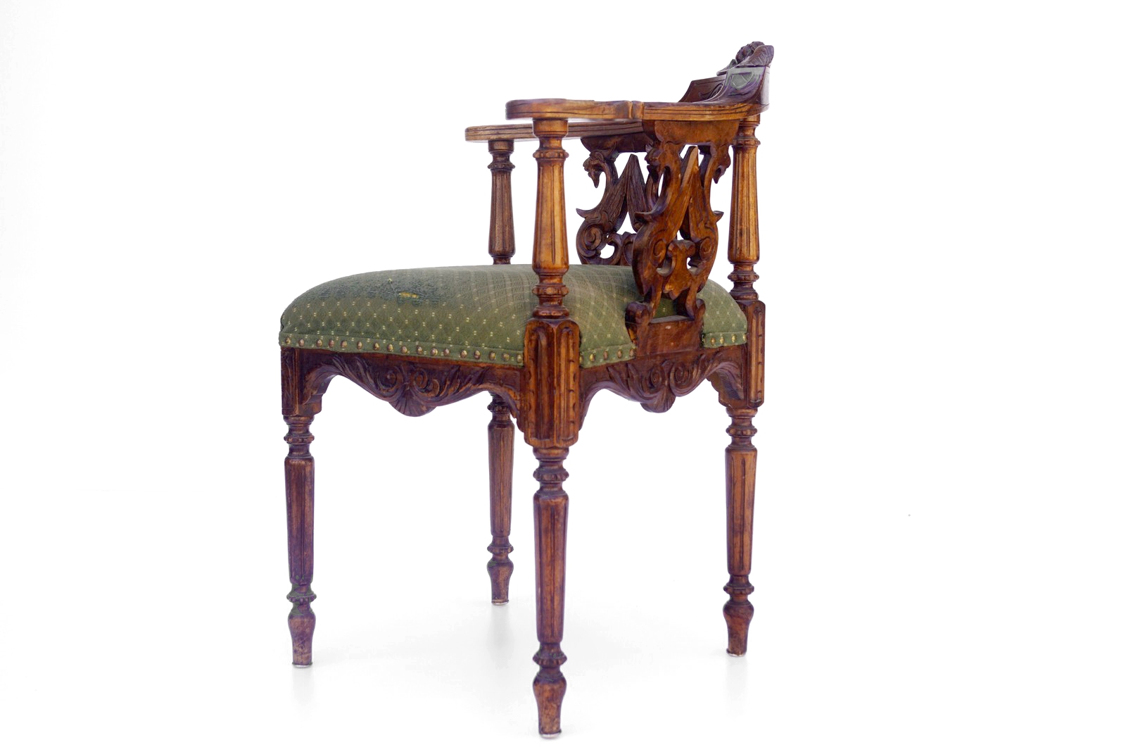 Antiker Eckstuhl Armlehnstuhl Historismus Nussholz Renaissance