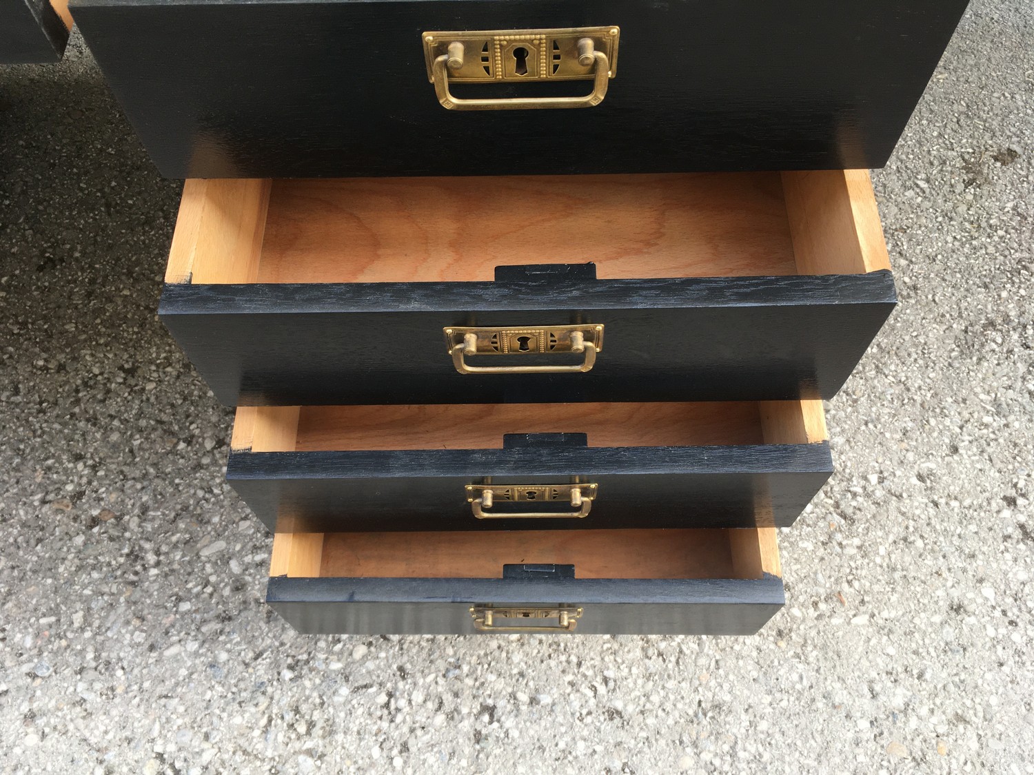 Schreibtisch Jugendstil 1920 antik restauriert, schwarzer Freisteher