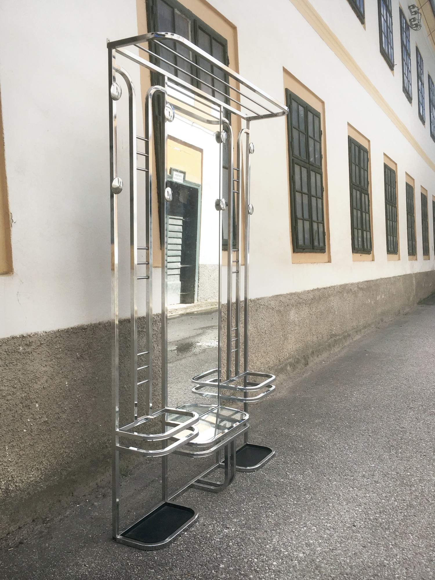 Garderobe Garderobenwand Art Deco Metall Chrom