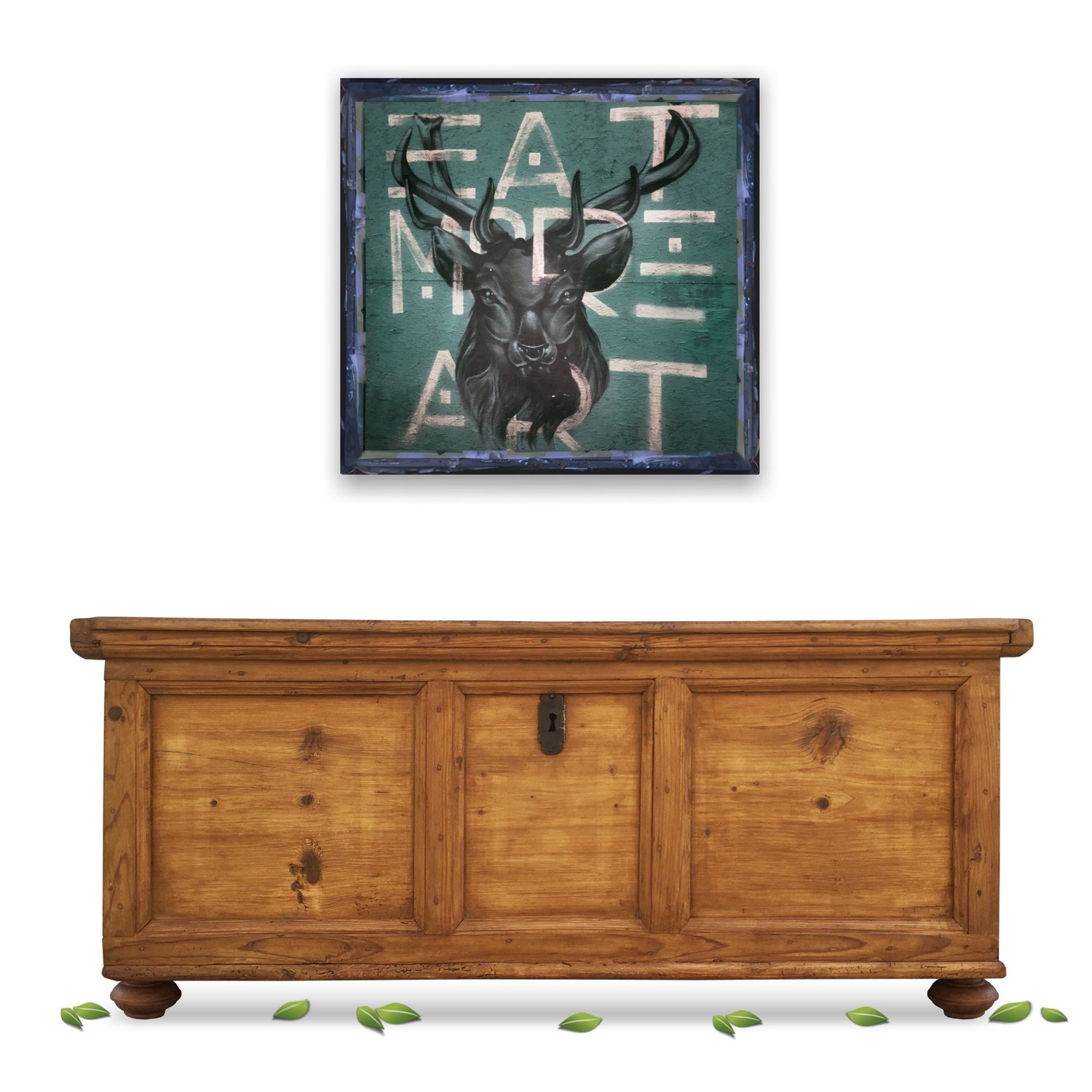 Truhe Landhaus Weichholz antik groß Flachdeckel Kiste groß