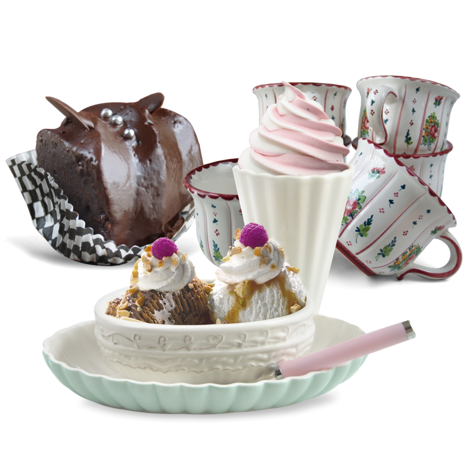 Shabby Chic Rosen Keramik Eisschale