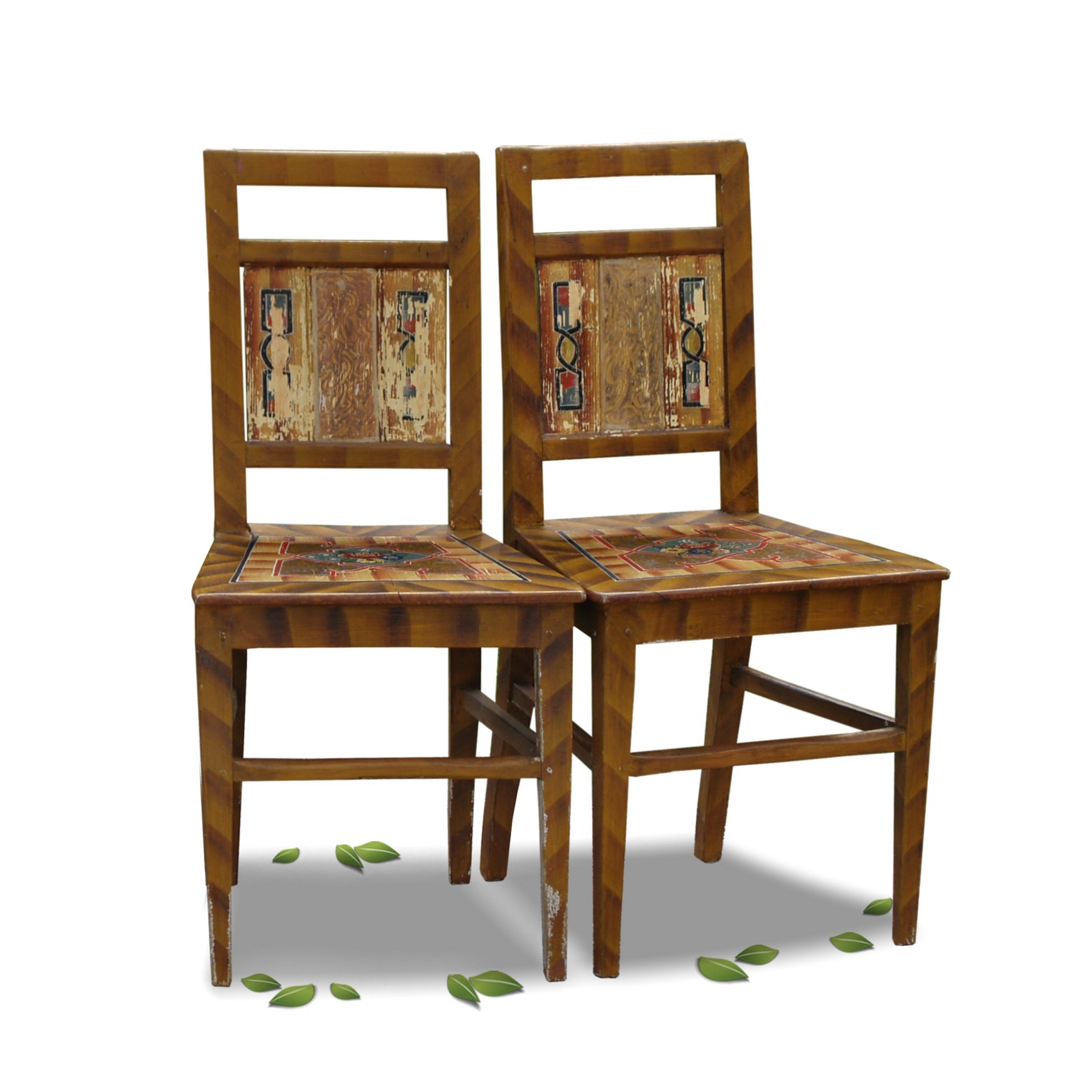 Sessel antike Landhausstil bemalte Stühle Bauernsessel Vintage
