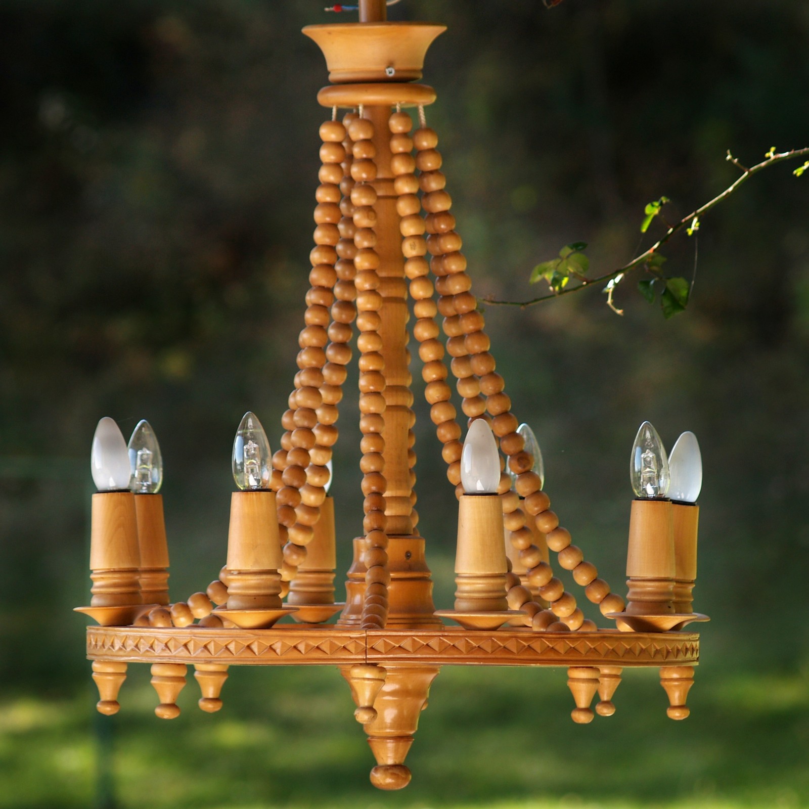 Bauernlampe Holz Luster Wagenrad Hängelampe Bauernlampe