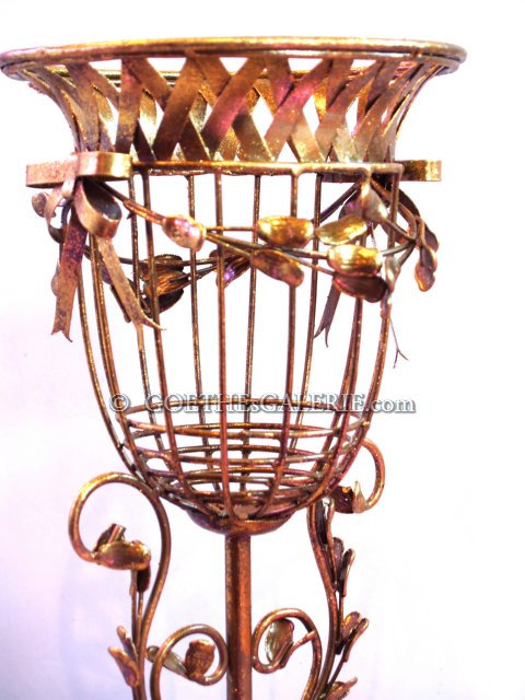 Shabby Chic Kerzenständer groß Metall golden Vasenhalter