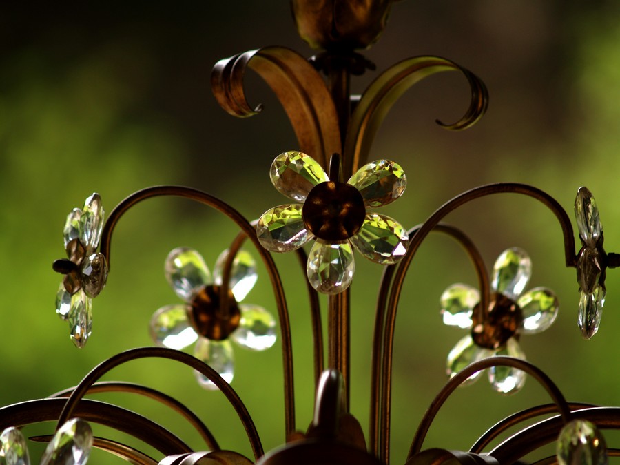 Luster Leuchter Hängelampe goldfarben Glas