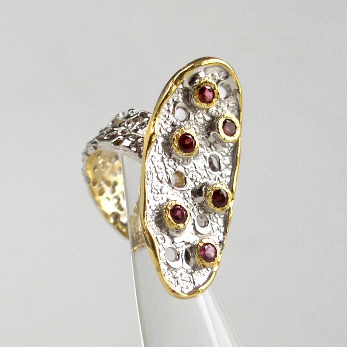 Rhodolit Ring 925 Silber Handarbeit