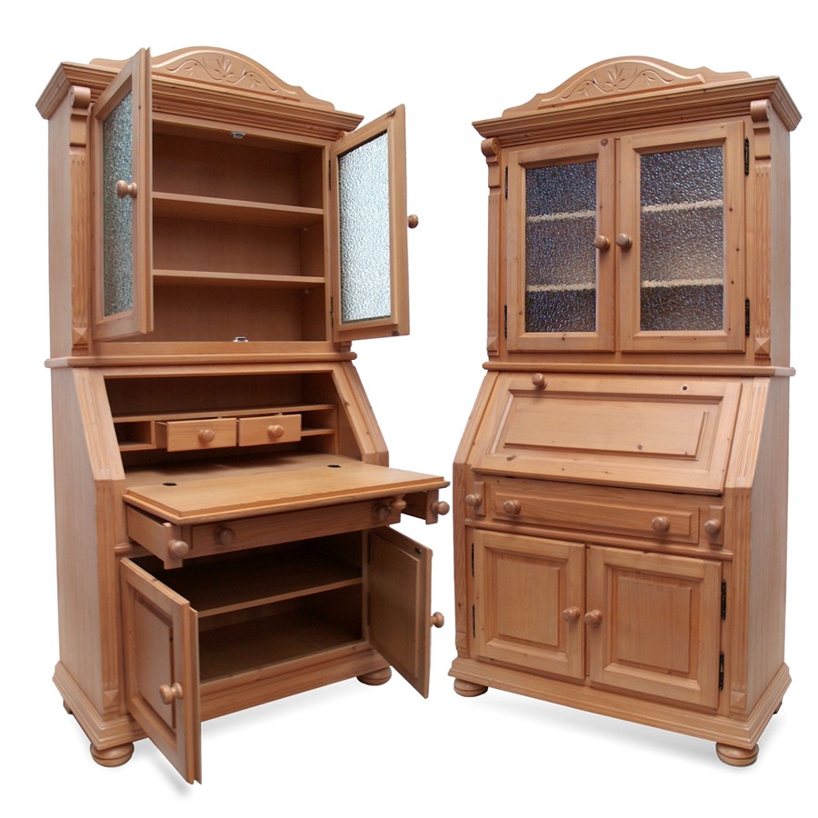 Bauernschrank Landhaus Schrank Küchenschrank Naturholz Sekretär Schreibschrank Anrichte