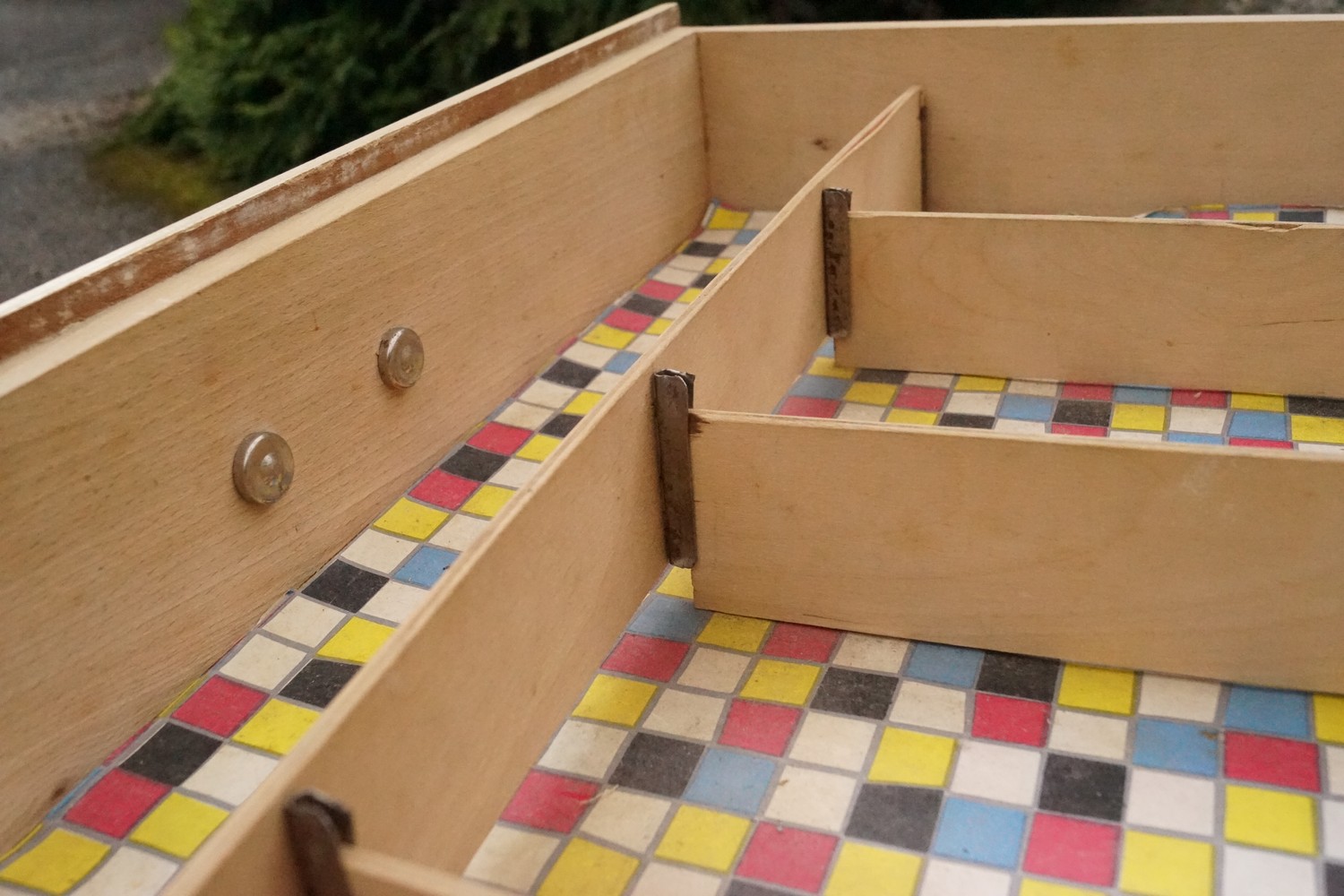 Vintage Besteckkasten Küchenschrank Retro creme