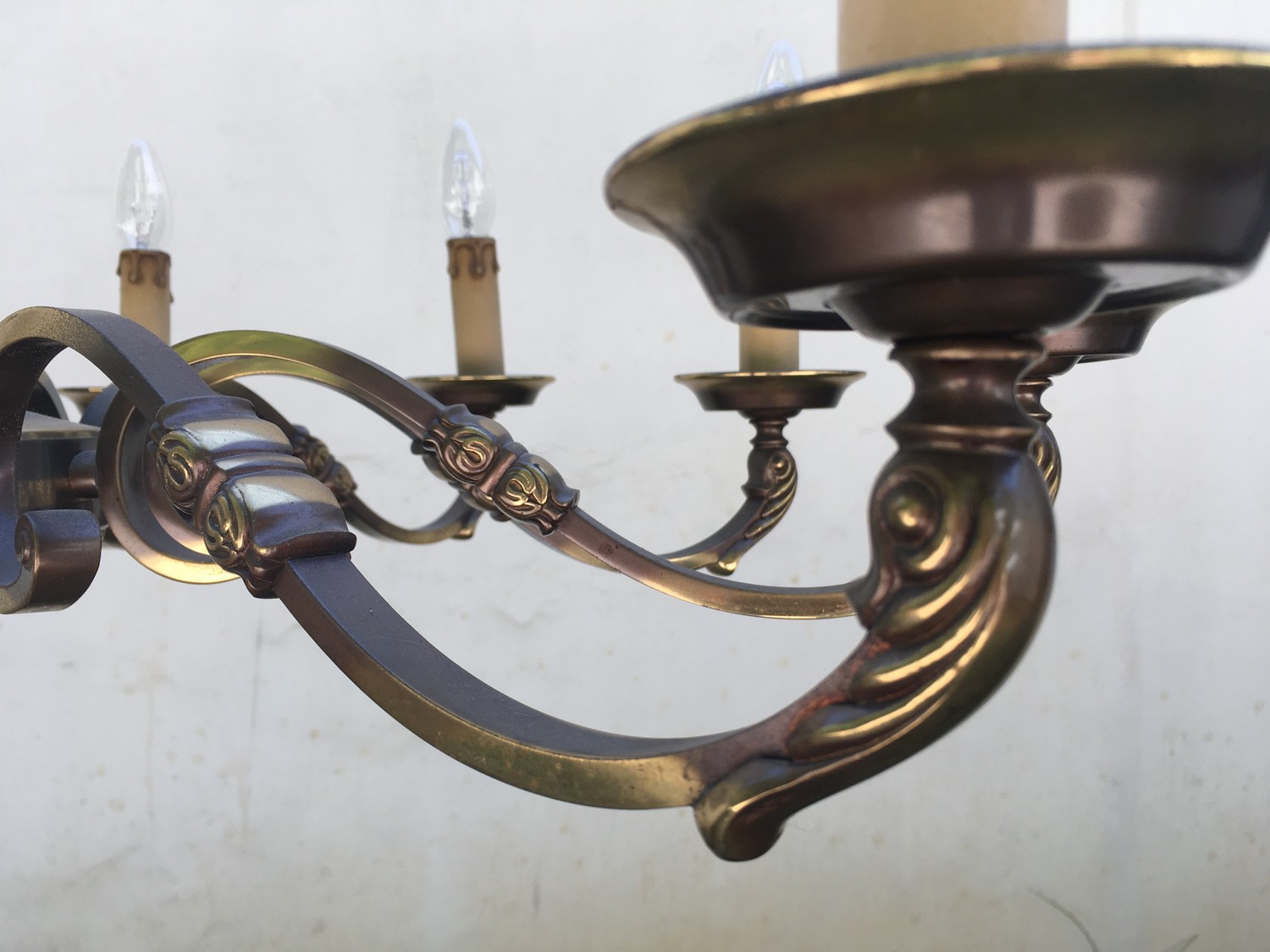 Hängelampe Luster Antikstil 10-flammig Messing matt altbronze