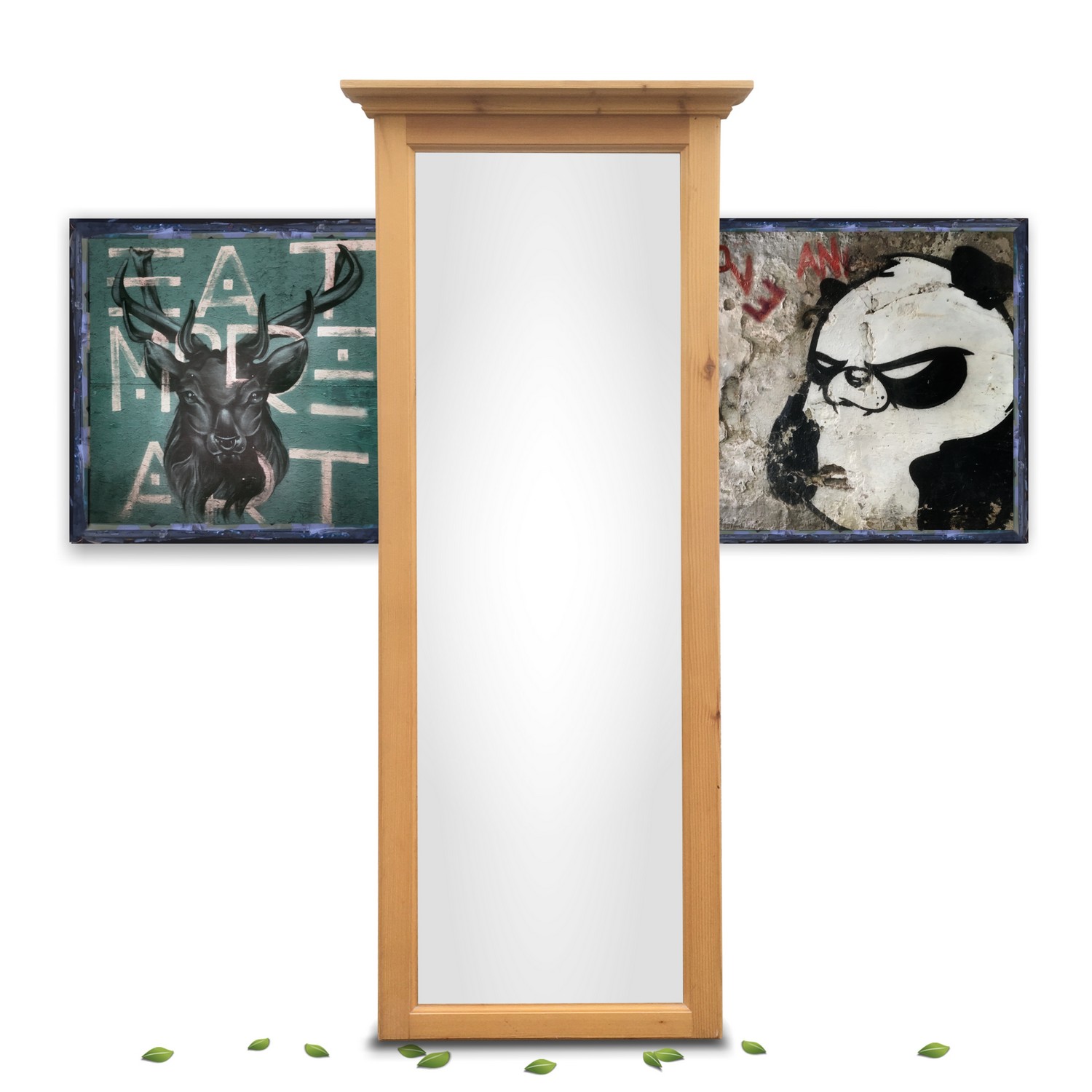 Garderobe Spiegel Wandpaneel groß Landhausstil Holz gebürstet Hotelmöbel 200