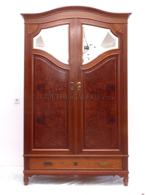 antiker Kleiderschrank Schrank m. Spiegel Jugendstil Jugenstil Kleiderschrank Garderobenschrank