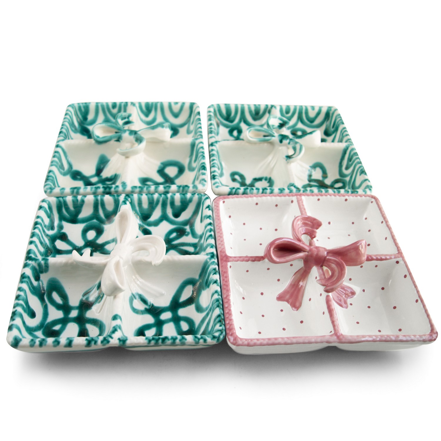 Gmundner Keramik eckig Masche Grüngeflammt