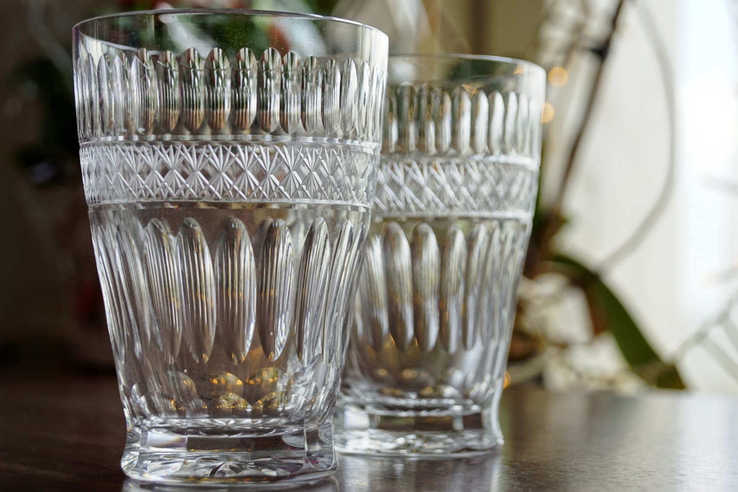 Bleikristall Wassergläser neuwertig Vintage Midcentury geschliffen