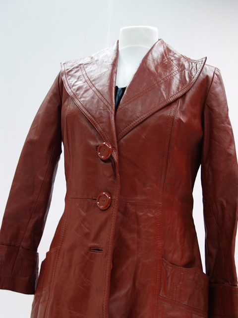 Retro Ledermantel braun