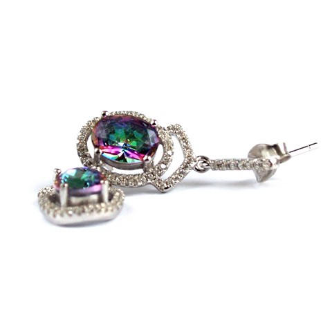 Regenbogenquarz Ohrstecker Silber
