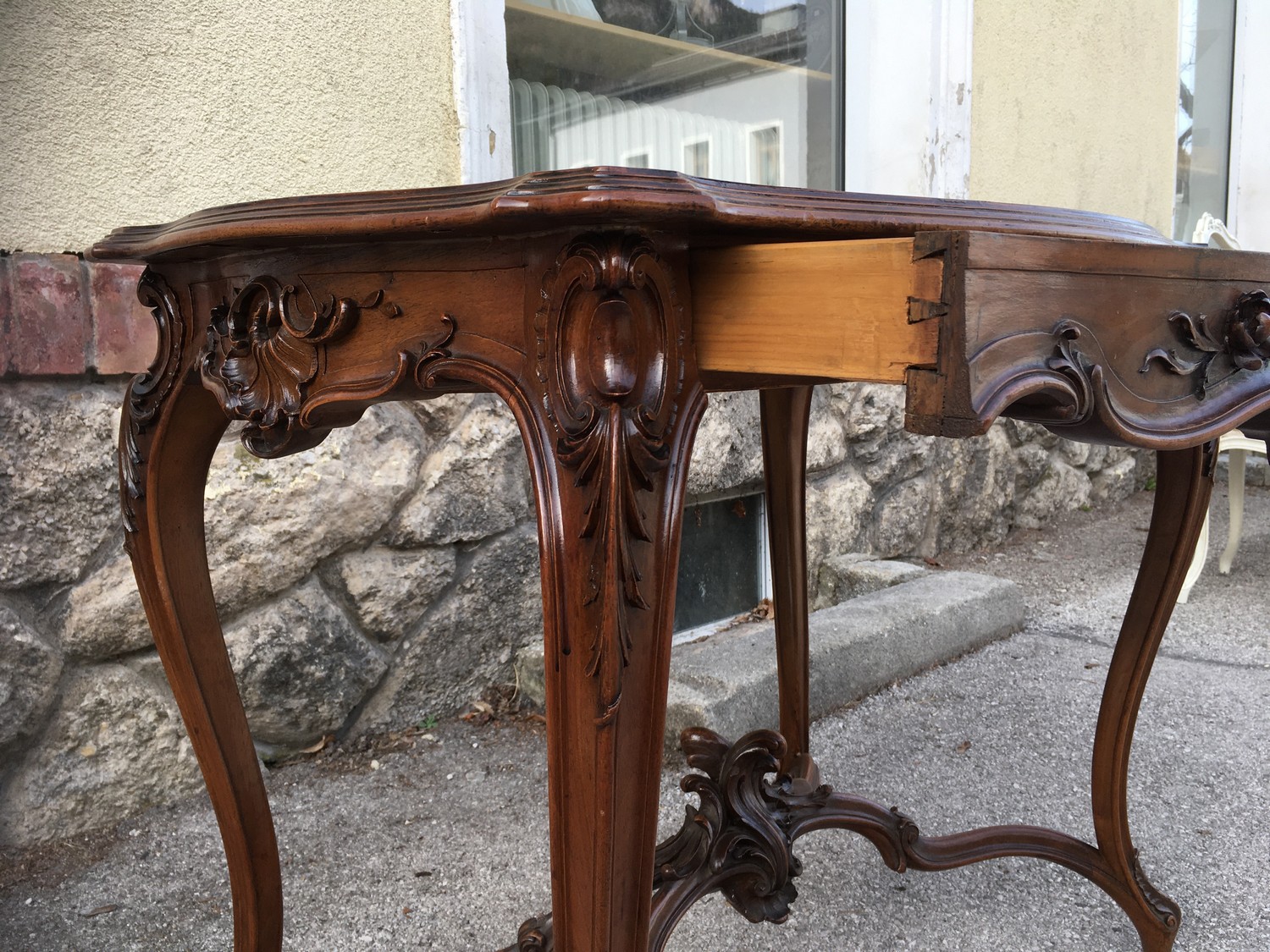 Tisch antik Salontisch Glasplatte Wiener Barock Pfeiferlbarock original