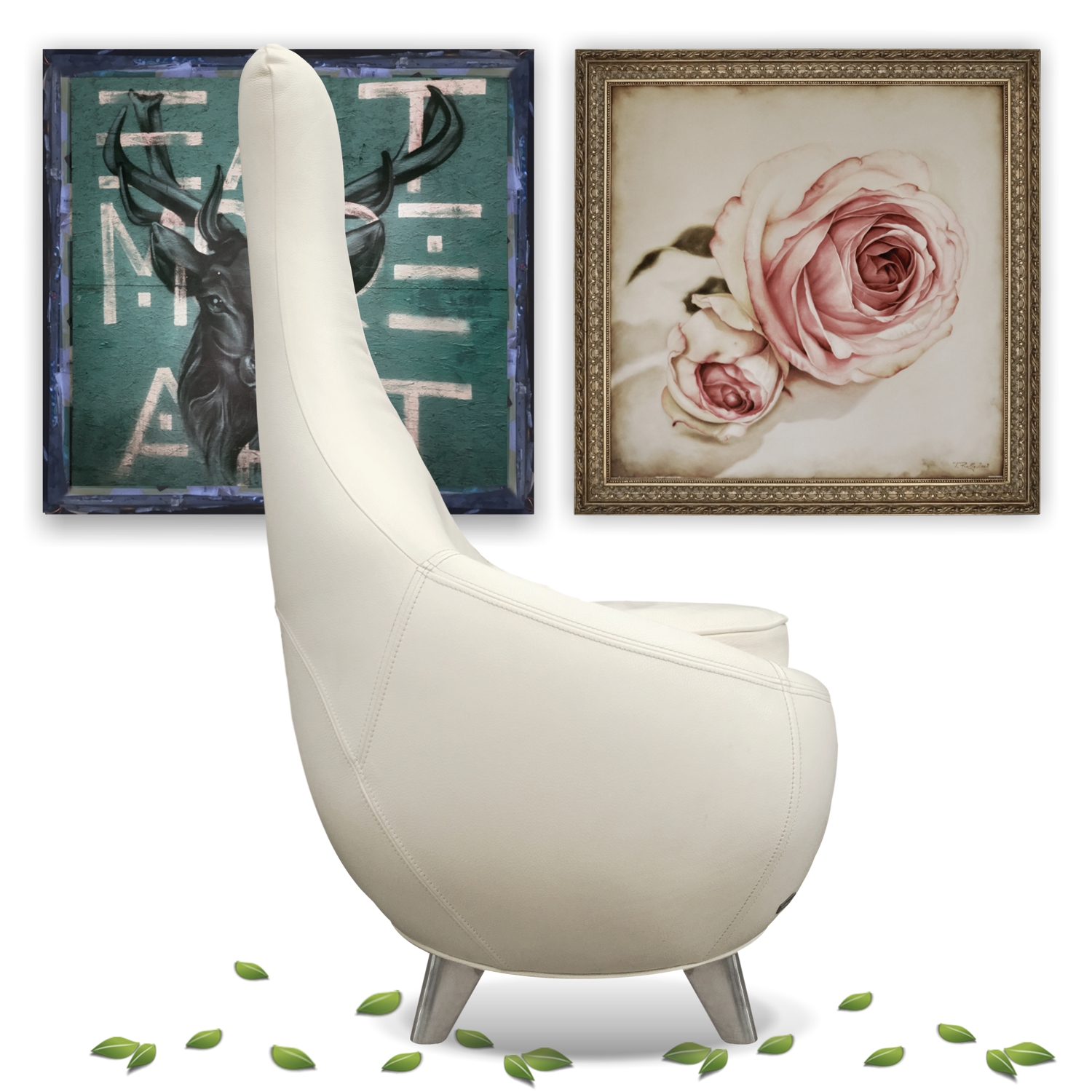 Bretz Sessel Jeannie Leder weiß creme Stuhl Designklassiker gebraucht